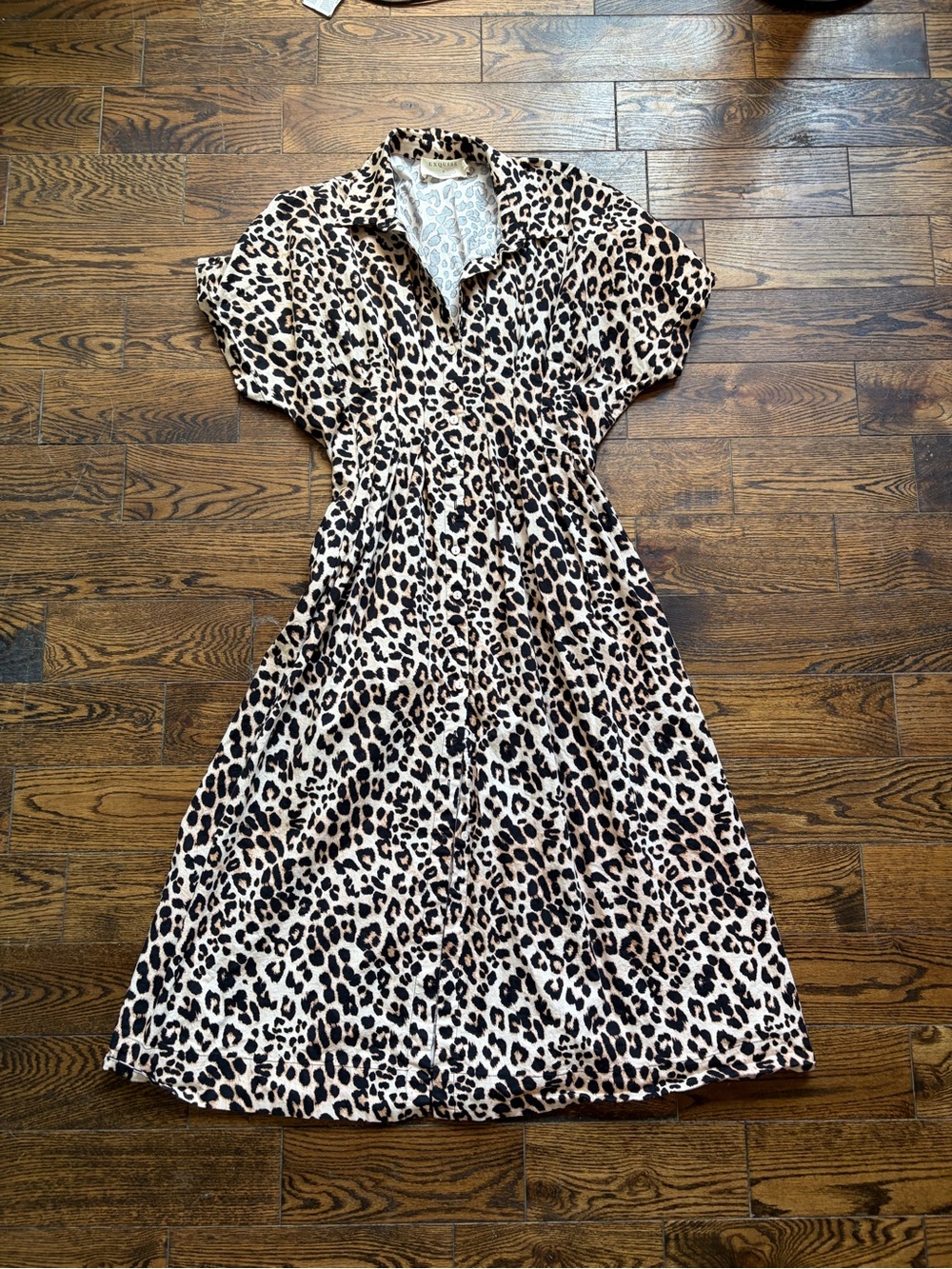 Leopard Print Midi Shirt Dress - Beige/Black Anthropologie